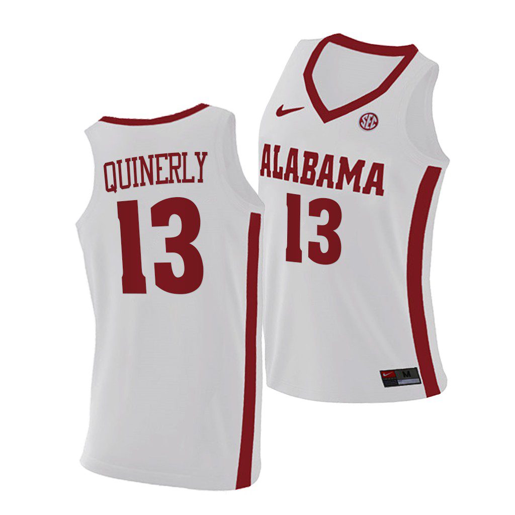 Men's Alabama Crimson Tide Jahvon Quinerly #5 2021 White Replica NCAA College Basketball Jersey